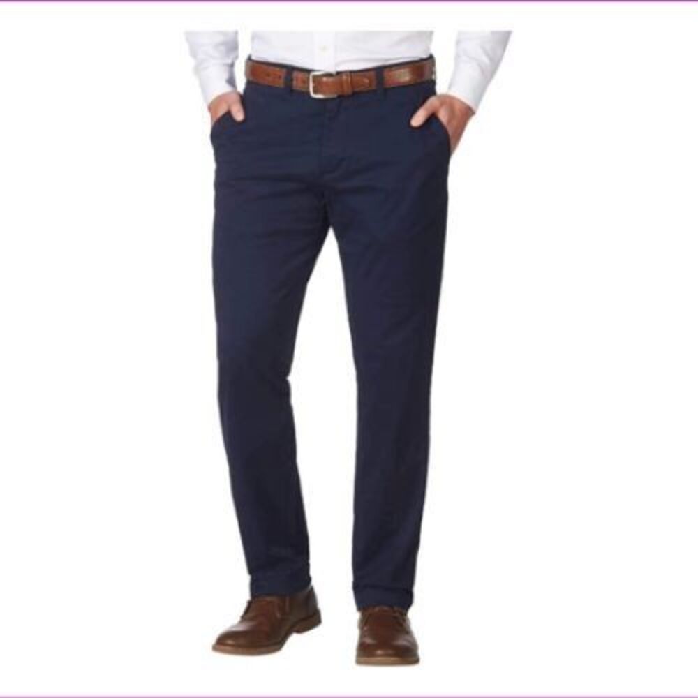 Tommy Hilfiger Tailored Fit Chino Pants Mens 40x32 Navy Blue Stretch NEW